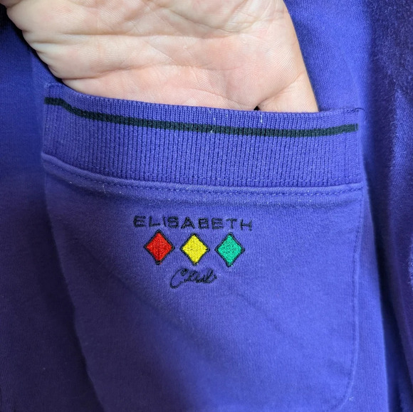 Vintage Elisabeth Liz Colborne Purple Long Sleeve 1/4 Button Down Sweater Size 2 - Picture 5 of 7